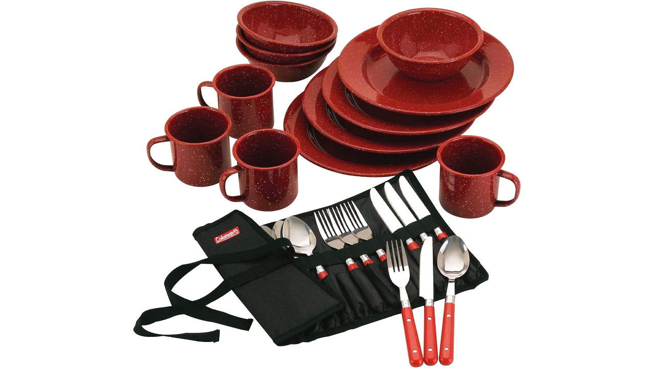 Coleman 24-Piece Enamel Dinnerware Set - Hero