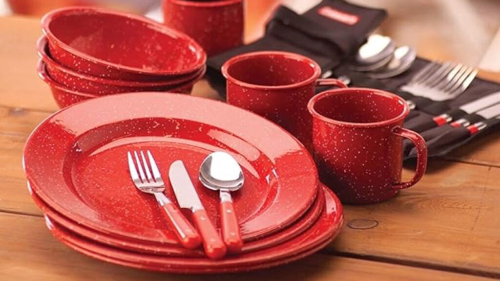 Coleman 24-Piece Enamel Dinnerware Set